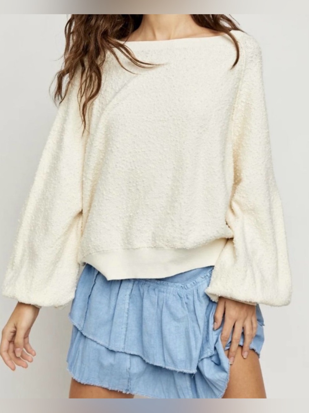 Free People oversized cream textured sweater